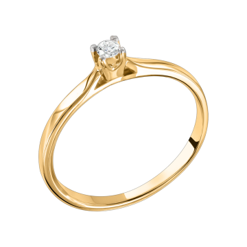 Lady´s ring in white yellow gold of 585 assay value with diamonds 