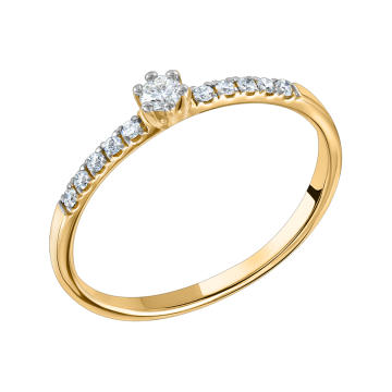 Lady´s ring in white yellow gold of 585 assay value with diamonds 