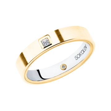 Lady´s ring in yellow and white gold of 585 assay value with diamonds 