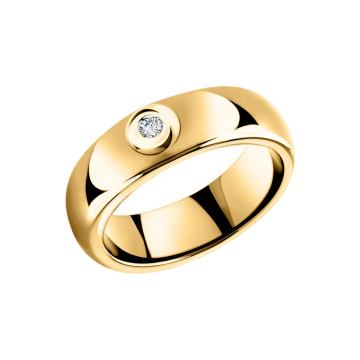 Lady´s ring in ceramic - yellow gold and yellow gold of 585 assay value with diamonds 