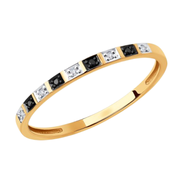 Lady´s ring in white yellow gold of 585 assay value with diamonds 