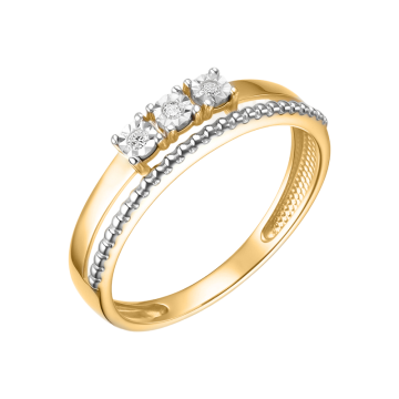 Lady´s ring in white yellow gold of 585 assay value with diamonds 