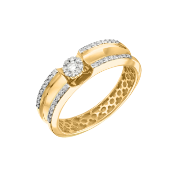 Lady´s ring in white yellow gold of 585 assay value with diamonds 