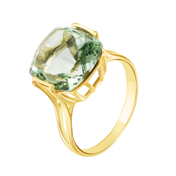 Lady´s ring in white yellow gold of 585 assay value with green amethyst 