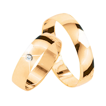 Wedding ring in yellow gold of 585 assay value with diamond 