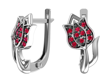 Children silver earrings with zirconia 