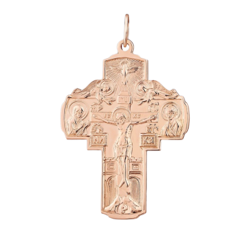 Cross from red gold of 585 assay value 