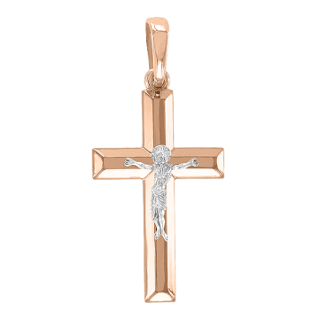 Cross from red and white gold of 585 assay value 