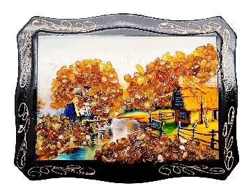 Painting decorated with amber 