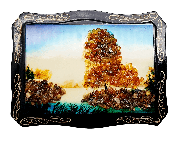 Painting decorated with amber 