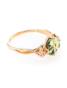 Женское Кольцо в серебре 925 пробы позолоченное с янтарем 20,5 mm