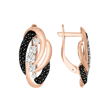 Earrings in red gold with cubic zirconia 