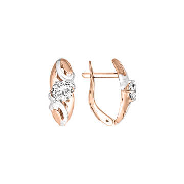 Earrings in red and white gold with cubic zirconia 
