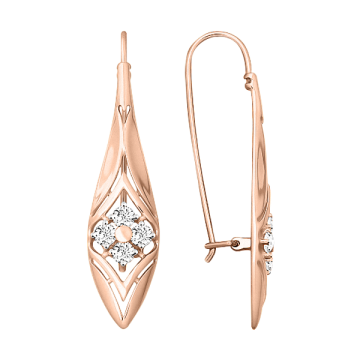 Earrings in red gold with cubic zirconia 