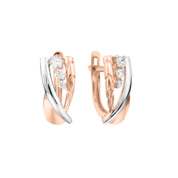Earrings in red gold with cubic zirconia 