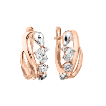 Earrings in red gold with cubic zirconia 