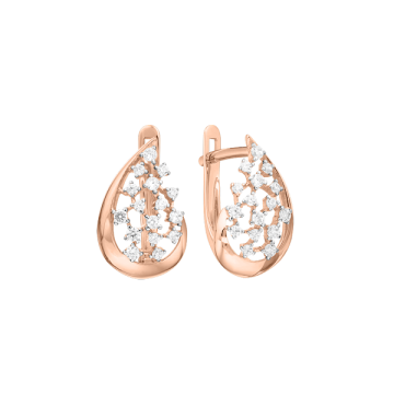 Earrings in red gold with cubic zirconia 