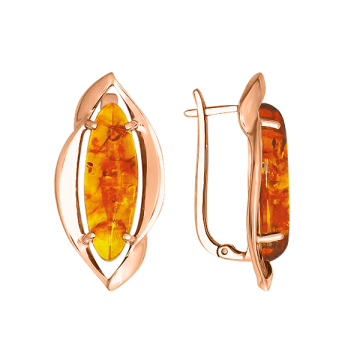 Gold-plated silver earrings with amber 