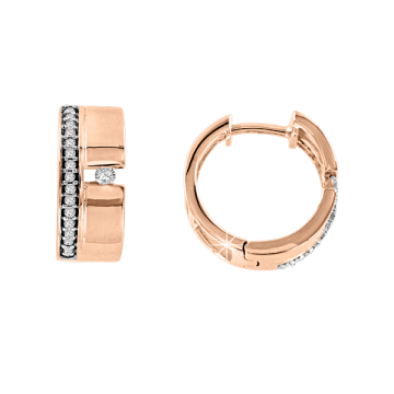 Earrings in red gold of 585 assay value with diamonds 