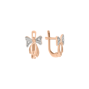 Earrings in red gold with cubic zirconia 