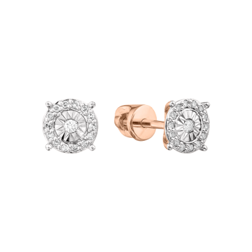 Earrings in red gold of 585 assay value with diamonds 