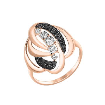 Lady´s ring in red gold of 585 assay value with zirconia 