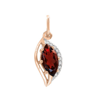 Anhänger aus Rotgold 585° mit Granat, Zirkonia 