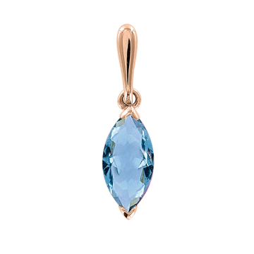 Pendant in red gold of 585 assay value with blue topaz 