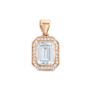 Pendant in red gold of 585 assay value with zirconia 