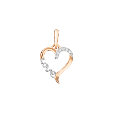 Pendant in red gold of 585 assay value with zirconia 