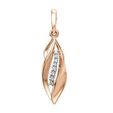 Pendants in red gold of 585 assay value with zirconia 