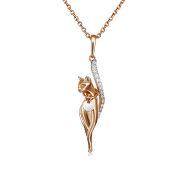 Pendants in red gold of 585 assay value with zirconia 