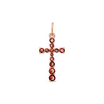 Pendant in red gold of 585 assay value with garnet 