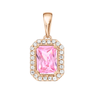Pendants in red gold of 585 assay value with zirconia 
