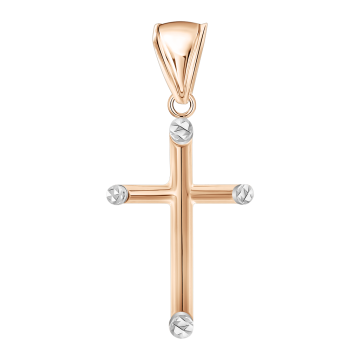 cross pendant made of 585° rose and white gold 
