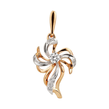 Pendants in red and white gold of 585 assay value with zirconia 