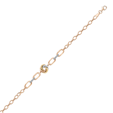 Bracelet in red gold of 585 assay value with zirconia 