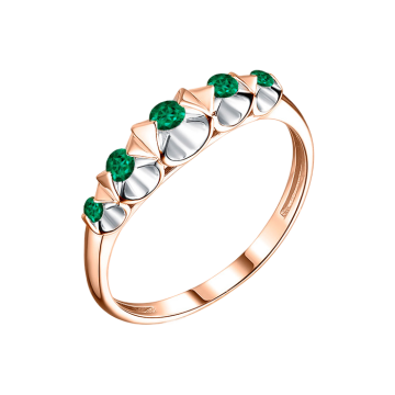 Lady´s ring in red gold of 585 assay value with emerald syn. 