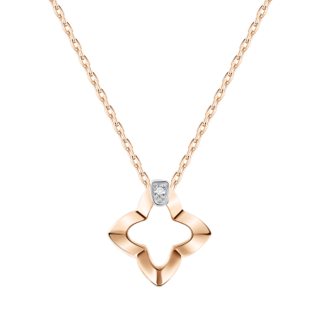 Chain with pendant in red gold of 585 assay value with zirconia 38 cm