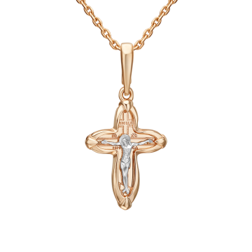 Cross from red gold of 585 assay value 