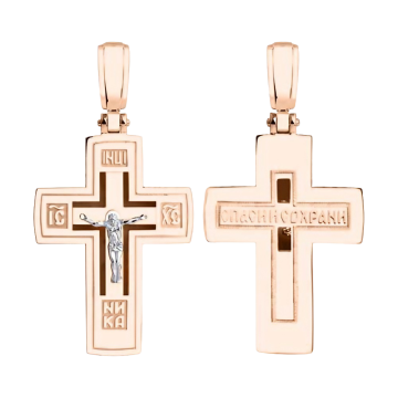 Cross from red gold of 585 assay value 