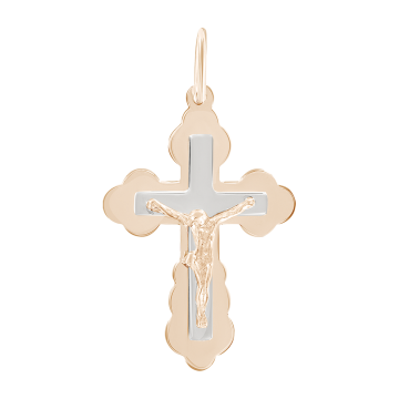 Cross from red and white gold of 585 assay value 