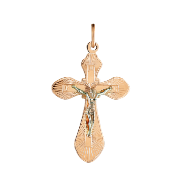 Cross from red and white gold of 585 assay value 