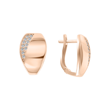 Earrings in red gold with cubic zirconia 
