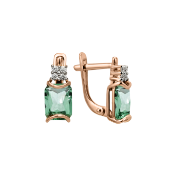 Earrings in Rose Gold 585 with zirconia and Sitall 