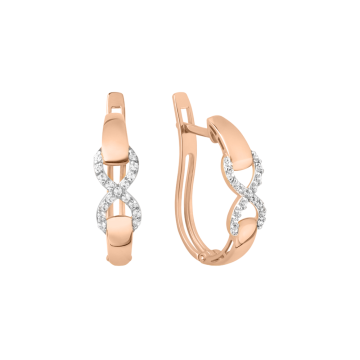 Earrings in red gold with cubic zirconia 