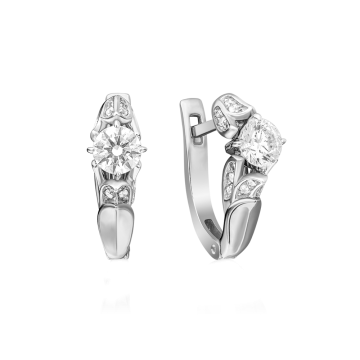Earrings in white gold of 585 assay value with zirconia 