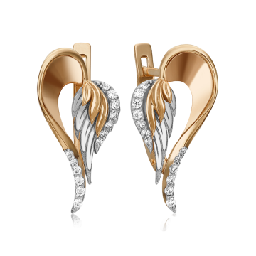 Earrings in red gold with cubic zirconia 