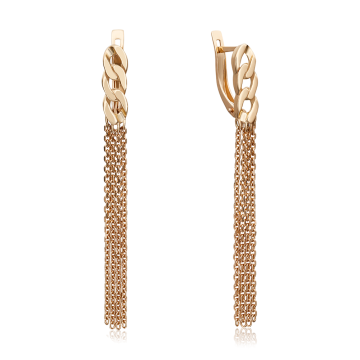 Earrings in red gold of 585 assay value 