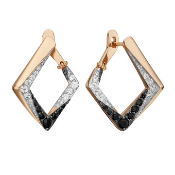 Earrings in red gold with cubic zirconia 